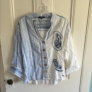 Desigual Striped Top in Blue and White
